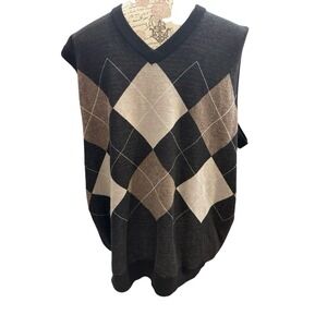 Men's Red Rhino Big And Tall Argyle Vest Size 3XL Earth Browns And Cream